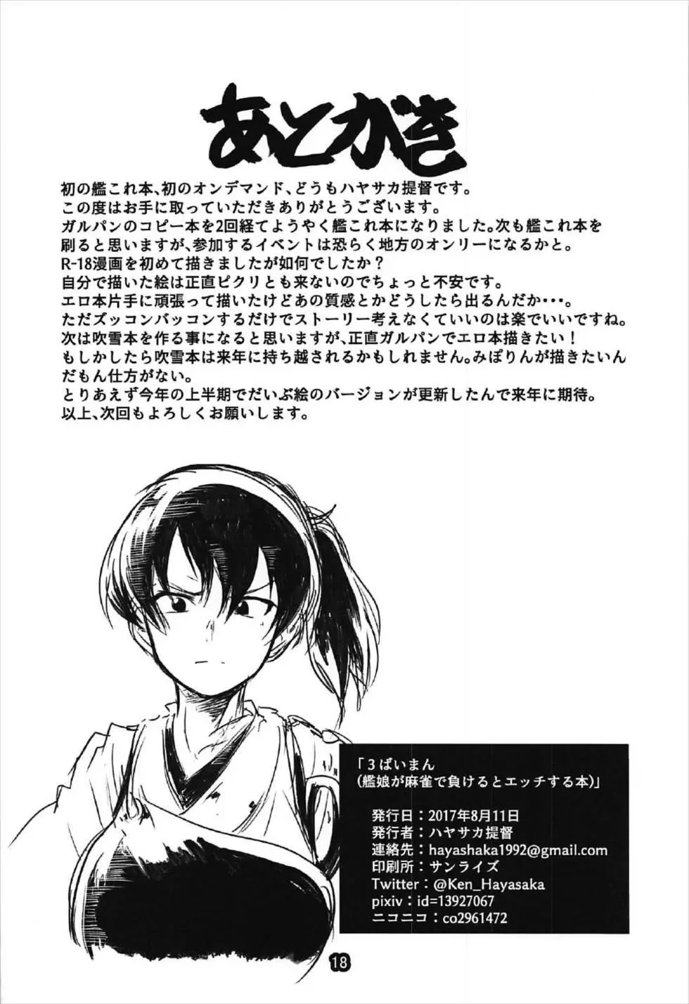 3ばいまん 艦娘が麻雀で負けるとエッチする本 Page.17