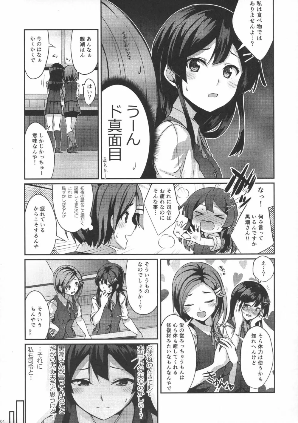 親潮がお夜食をお持ちいたします。 Page.3