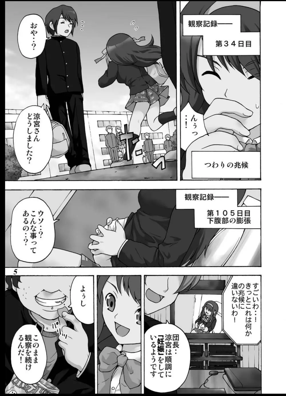 貫け!涼宮ハルヒ強制出産!! Page.4