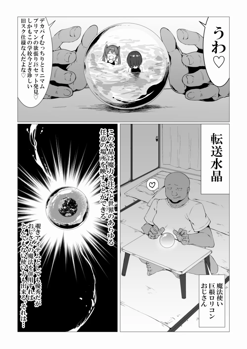 魔法使いおじさんがスク水ロリを自室に転送するようです Page.3