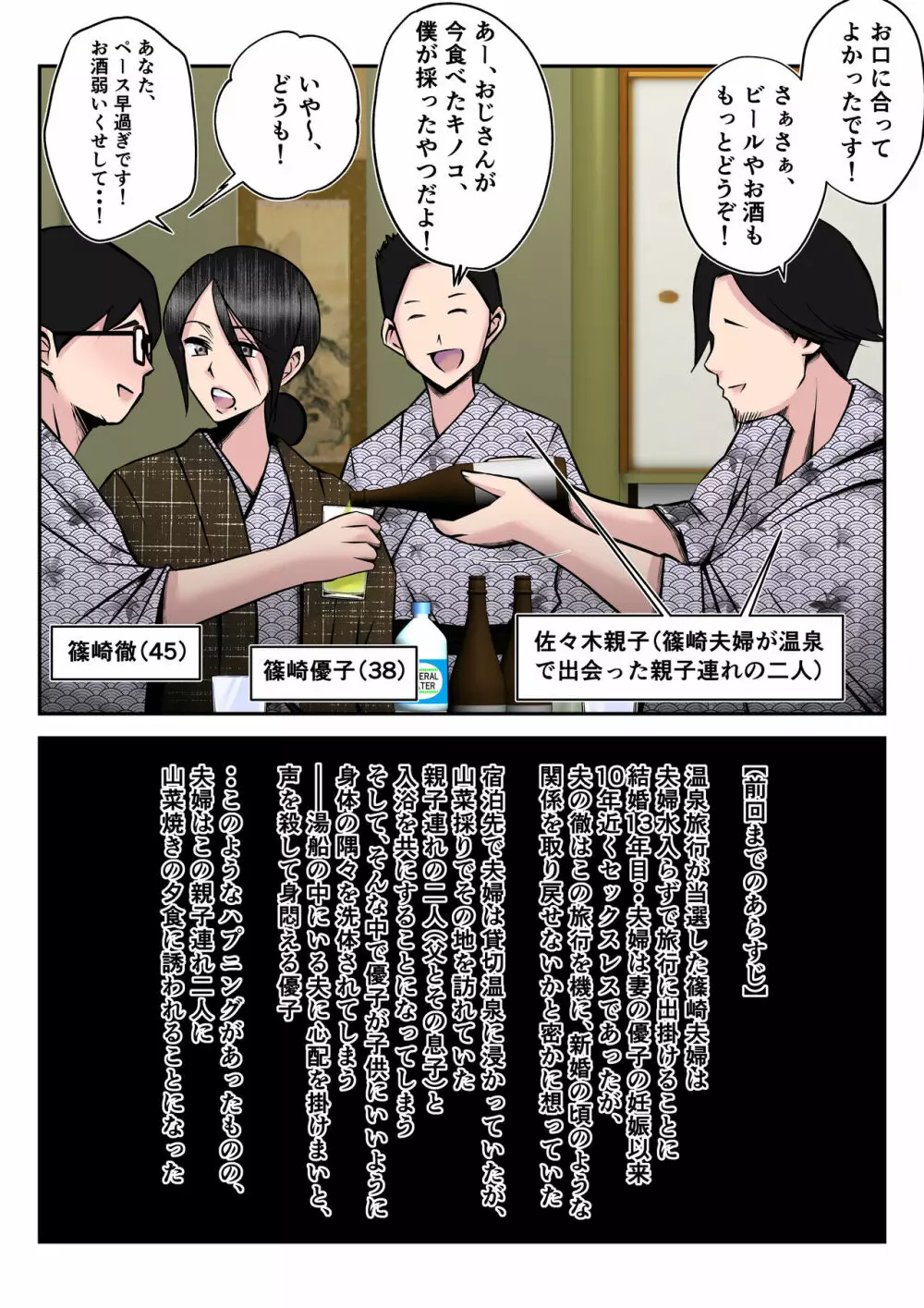 温泉旅行で親子連れの二人に妻を寝取られた話【後編】 ~酔い潰れた夫の顔前で妻が何度もハメられた真夜~ Page.6