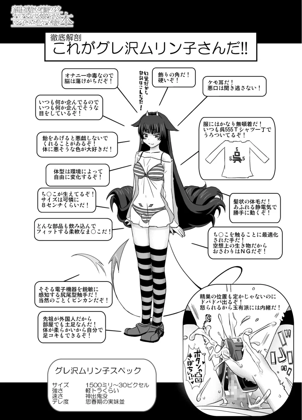 家電に欲情する性癖のフタナリグレムリン娘グレ沢ムリン子さんが色々ハメ壊す本 Page.4